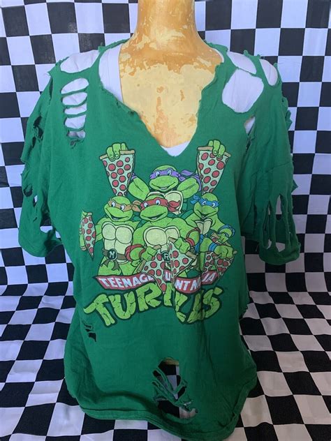 DIY Ninja Turtles GREEN Shirt TMNT DESTROYED Graphic … - Gem