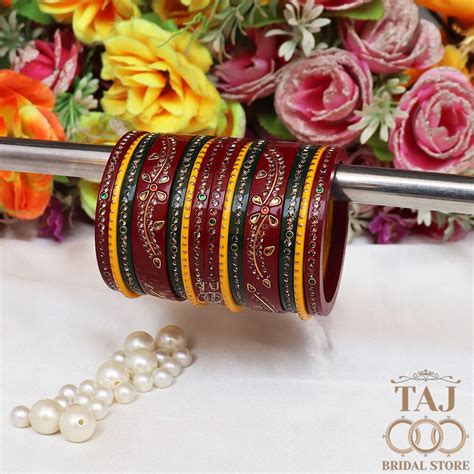 Rajasthani Lac Bangles with Best Kundan Design (Pack of 14) – Taj ...