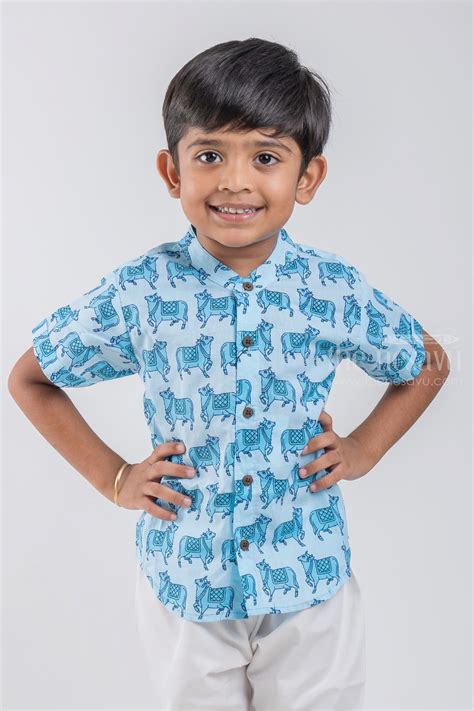 Boys Printed Shirt | Pitchwai Cow Design Shirt | The Nesavu – The Nesavu