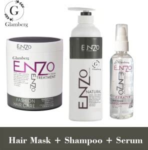 Glamberg Hair Mask 1000 ml + Keratin Shampoo 500 ml + Hair Serum 100 ml ...