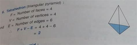drawa and tetrahedron label it. Write its number of face, edges and ...