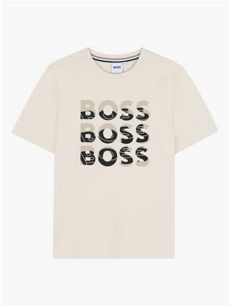BOSS Kids' Multi Logo T-Shirt, Sand