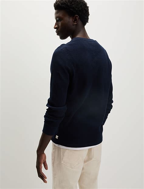 Buy Pure Cotton Henley Waffle Long Sleeve Top at Marks & Spencer