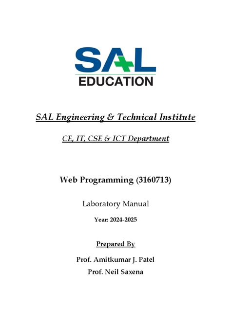 Web Programming Lab Manual (3160713) - Final Edition 2024-2025 - Studocu