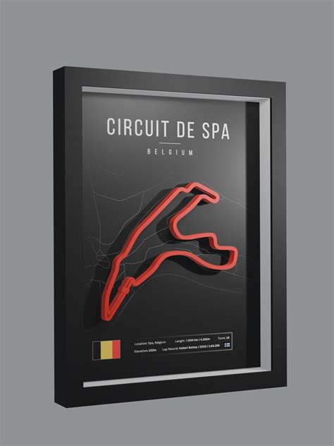 3D Printed Formula 1 Track Wall Art Spa Francorchamps Motorsport Gift ...