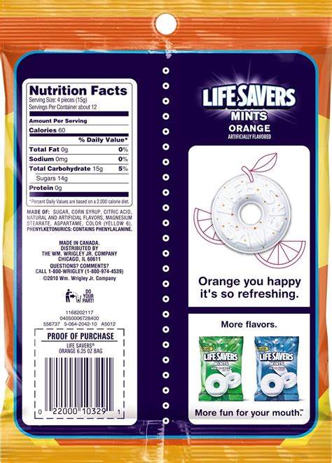 Life Savers Mints Nutrition Facts at Jonathan Richardson blog