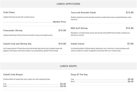 Cobalt, The Restaurant Orange Beach, AL Menu (Updated: July 2024)