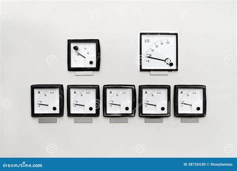 Panel with Ampere, Volt and Kilowatt Hour Meter Stock Photo - Image of ...