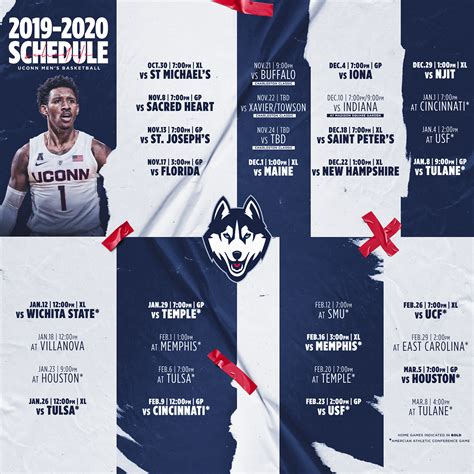 Uconn Man Basketball Schedule Printable - King Printables