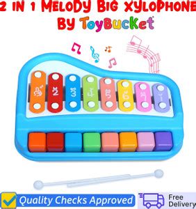 ToyBucket 2 in 1 Piano Xylophone Musical Instrument with 8 Key Scales ...