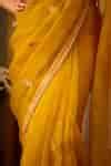 Buy Yellow Organza, Brocade Zari, Embroidery Floral Placement Saree ...