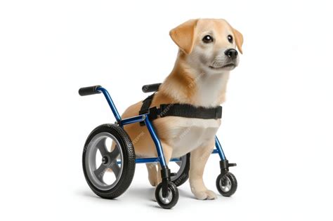 Premium Photo | Disabled dog with wheels on hind legs Isolated on white ...