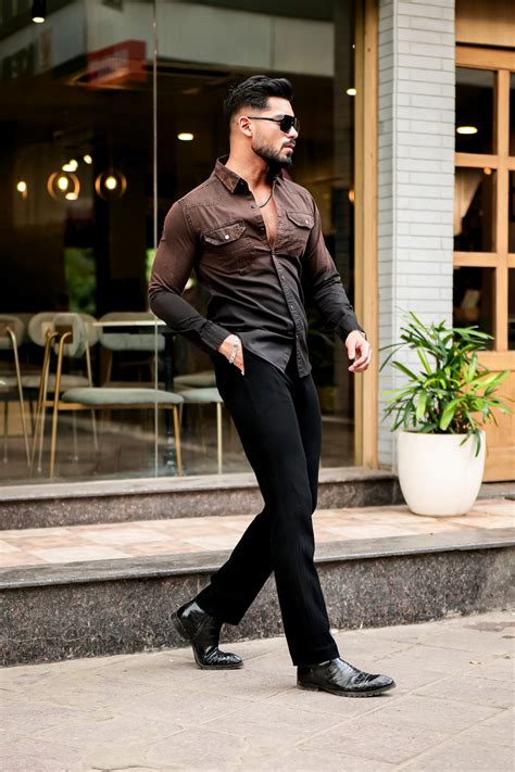 Brown Acid Wash Double Shade Cotton RFD Shirt – Trrendo