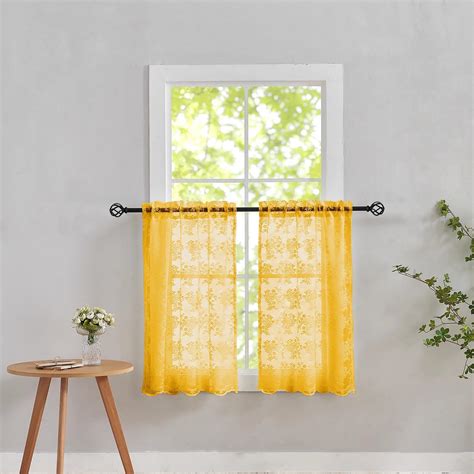 Amazon.com: Mustard Yellow Kitchen Curtains for Small Window Vintage ...