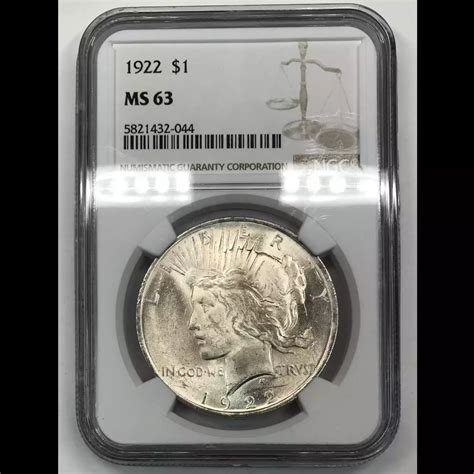 1922 Peace Silver Dollar NGC MS-63 - Old Pueblo Coin