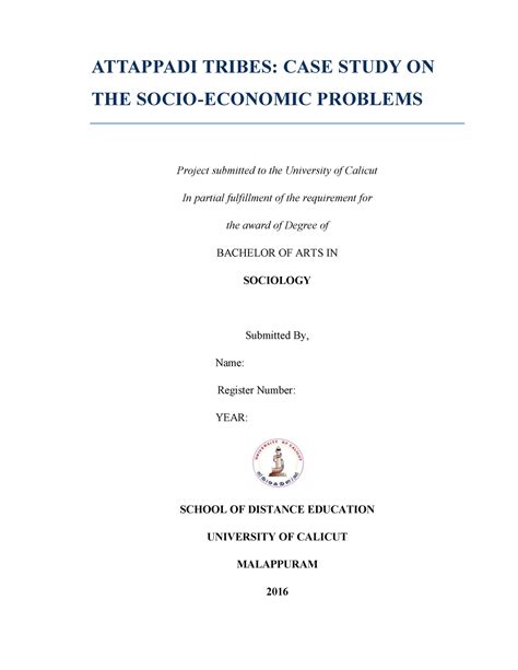 ATTAPPADI TRIBES: CASE STUDY ON THE SOCIO-ECONOMIC PROBLEMS - ATTAPPADI ...