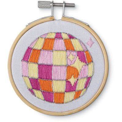3.5" Disco Ball Stamped Design Embroidery Kit with Hoop by Loops ...