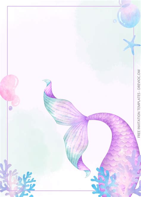 FREE Mermaid Tail Birthday Invitation Templates | Mermaid birthday ...