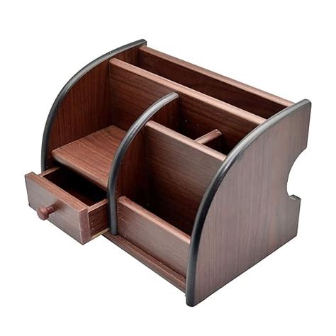 WEIRVI Wooden Pen Stand Big Size with Drawer, Mobile Holder & Remote ...