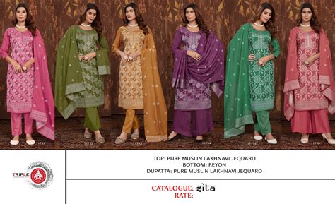 Sita Triple Aaa Pure Muslin Pant Style Suits Exporter – Kavya Style Plus