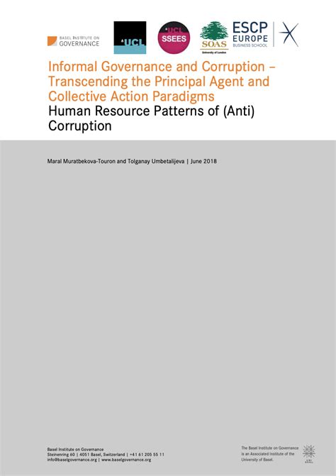Informal Governance and Corruption – Transcending the Principal Agent ...