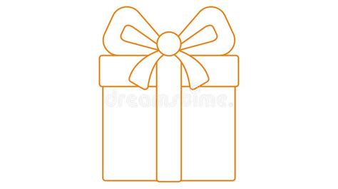 Animated Linear Orange Icon of Gift with Ribbon is Drawn. Symbol of ...