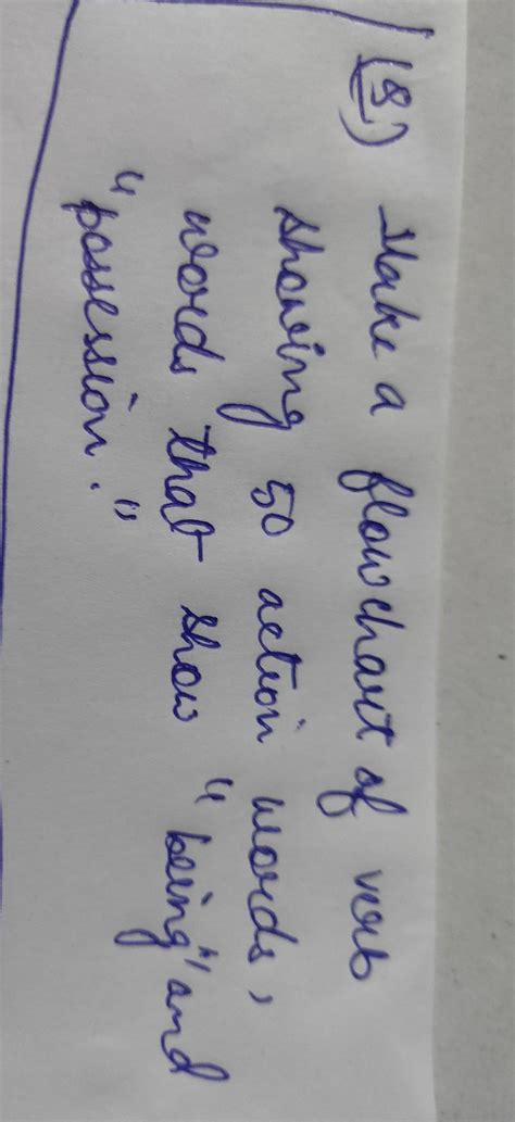 make a flowchart of verb showing 50 action words, words that show ...