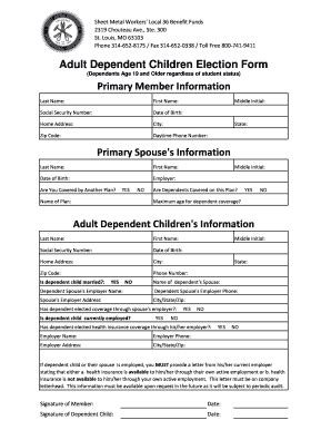 Adult Dependent Children Election Form - Smw36benefits - Fill and Sign ...