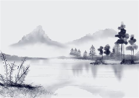 Abstract Ink Wash Painting