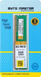 BYTE MASTER DDR4 DDR4 8 GB (Single Channel) PC (RAM 8GB DDR4 3200 Mhz ...