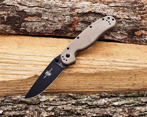 Ontario RAT Model 1 Folding Knife 3.6" D2 Black Plain Blade, Natural ...