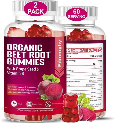 Amazon.com: Organic Beet Root Gummies 1500mg for Men Women Beet Root ...