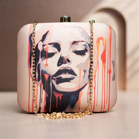 Feminine Features Printed Clutch - Artklim