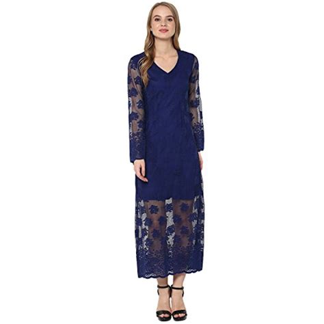 Buy Woowzerz Blue Floral Net Ruffle Sleeve Maxi (Small) at Amazon.in