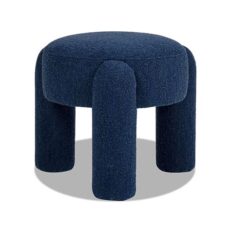 Jennifer Taylor Home Hugo Modern Cerulean Blue Boucle Round Ottoman in ...