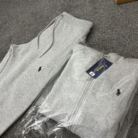 Grey Polo Ralph Lauren tracksuit Message for sizes!... - Depop