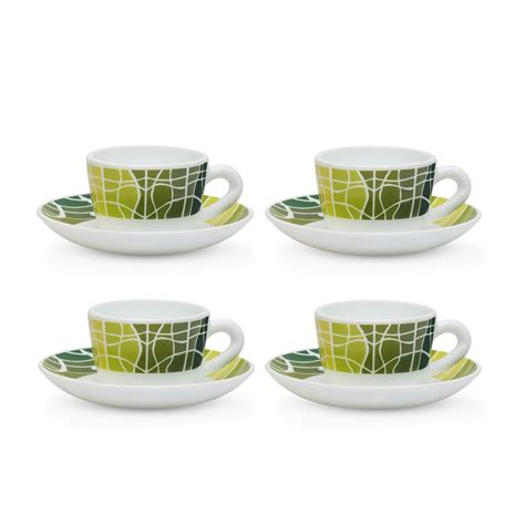 Larah by BOROSIL Beryl Opalware Cup and Saucer Set of 8 pcs | Tea ...