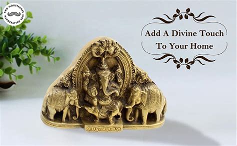 Buy Two Moustaches Brass Gaja Ganesha Idol - Lord Ganesha with ...