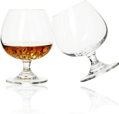 BothEarn Crystal Brandy Glass Set of 2, Small Stemmed Plain Cognac ...