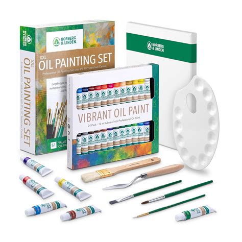 Free Hand Oil Painting Deluxe Art Set -24 Oil Paint Set , 25 Paint ...