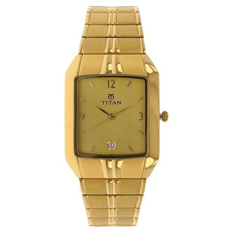 Buy Online Titan Analog with Date Golden Dial Metal Strap watch for Men ...