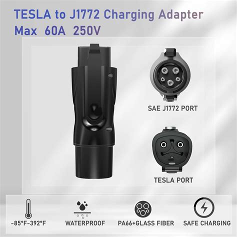 Ev Charging Adapter To J1772 Portable Adapter 60a 250v High Powered Connectors J1772 Socket For ...