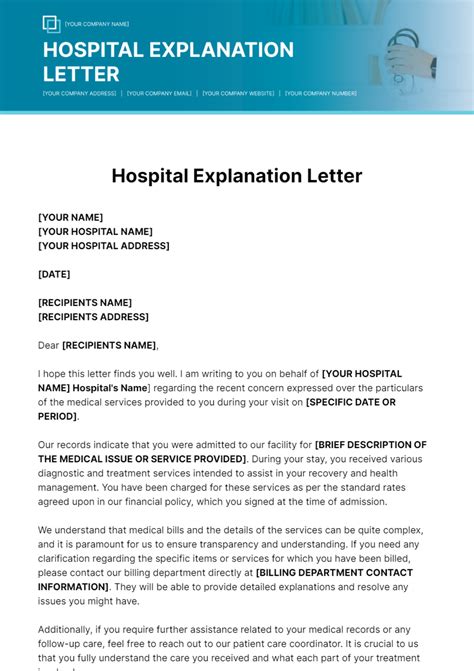 Free Hospital Explanation Letter Template to Edit Online