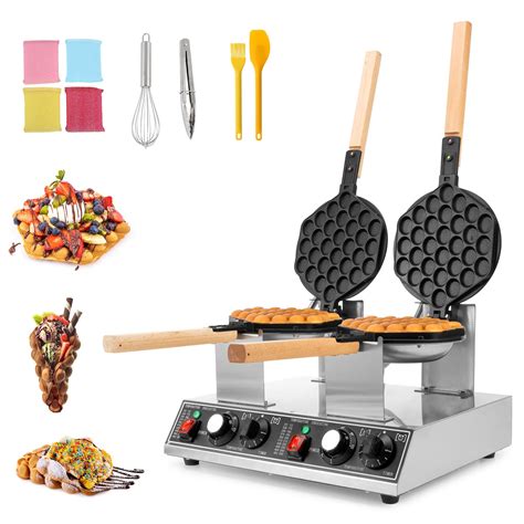 Dyna-Living Commercial Bubble Waffle Maker 1400W&1400W Double-head Egg ...
