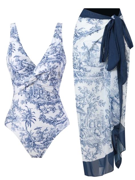 BERANMEY Women's Retro Floral Printed One-Piece Swimsuit with High ...