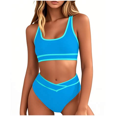 Sky Light Blue Swimsuit Sets for Women Spandex Sport Gym Match Jogger ...