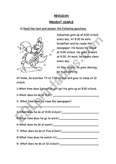 Image result for Reading Comprehension Worksheets Present Simple