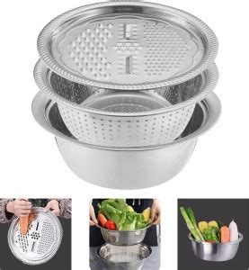 VACULACE Stainless Steel 3-in-1 Multipurpose Drain Basket- Grater ...