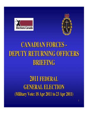 Fillable Online Deputy Returning Officer (DRO) Briefing (2011) revised ...