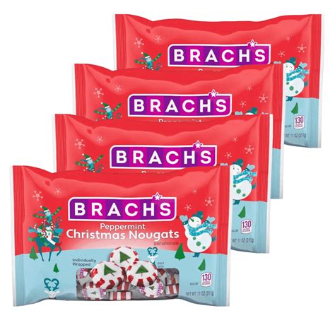 Brach's Wrapped Peppermint Christmas Tree Nougat Xmas Candy 11oz, 4 ...